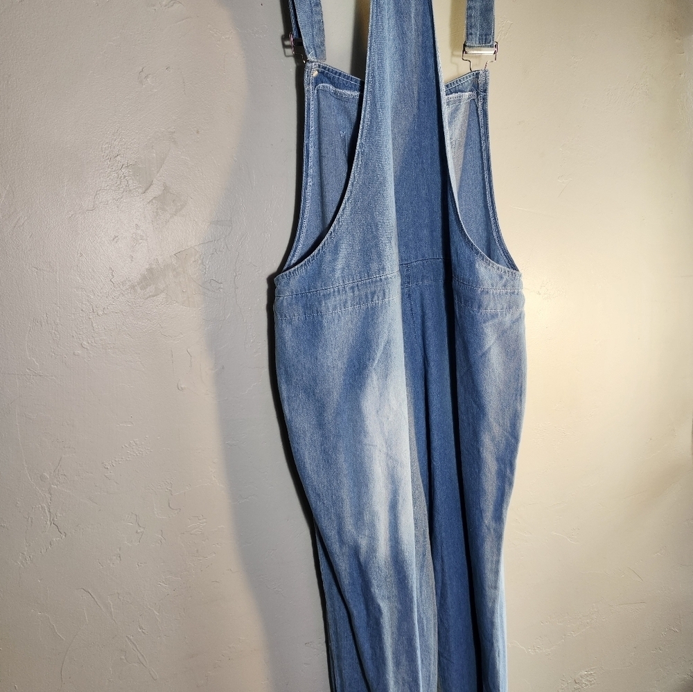 Blue Denim Overalls Lightweight Tie Waist No Tags Adjustable Straps - Picture 8 of 10